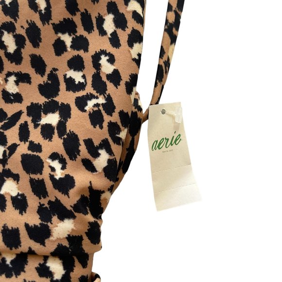 NWT Aerie Leopard Wrap One Piece Swimsuit Size Medium - Picture 3 of 14